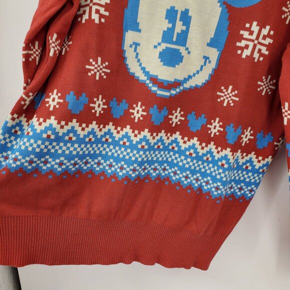 Disney Mickey Mouse Holiday Fair Isle Red and Blue Christmas Crewneck Sweater XL - Picture 7 of 7